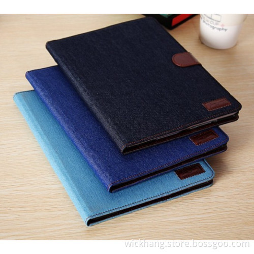 Jean Cowbay Fabric PU Leather Wallet Flip Case for Apple iPad Air 2 / iPad 6
